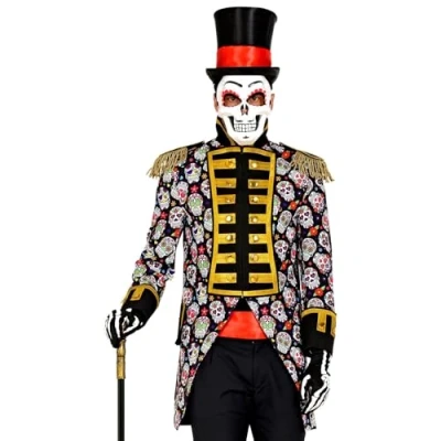Afbeelding van Widmann Spaans &amp; Mexicaans Kostuum Dag Van De Doden Mr A.lijf Man zwart Large Halloween Verkleedkleding