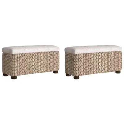 Image de vidaXL Bancs de rangement lot 2 avec coussin gris 69 cm quenouille351812
