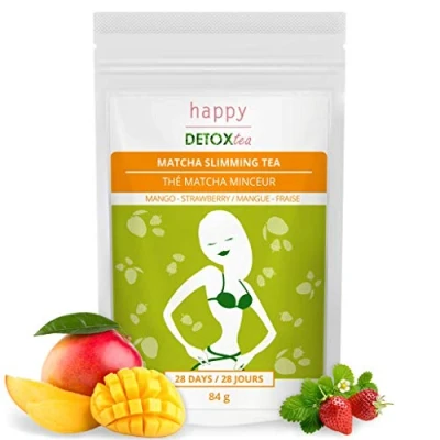 Image de Thé Matcha Minceur Mangue et Fraise Slim Perte de poids Happy Detox Tea Cure 4 semaines 84g