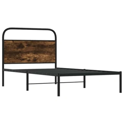 Afbeelding van vidaXL Bedframe zonder matras bewerkt hout gerookt eiken 107x203 cm