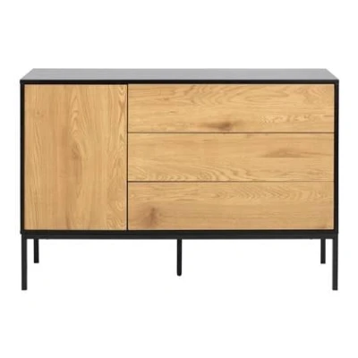 Afbeelding van Dressoir Avola zwart/eikenkleur 82x120x40 cm Bruin MDF