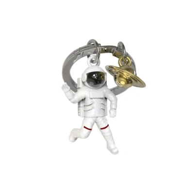 Afbeelding van Metalmorphose sleutelhanger astronaut met saturnus Zilver / 4 x 3.5 0.5 cm Metaal