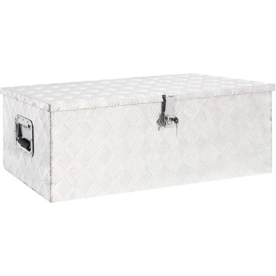 Afbeelding van Opbergbox 90x47x33,5 cm aluminium zilverkleurig
