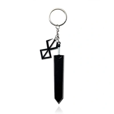 Afbeelding van CuNto Game Berserk Guts Sleutelhanger Zwaard Legende Krijger Zwart Zinklegering Hanger Wapens Auto Mannen Anime Accessoires, zwart.