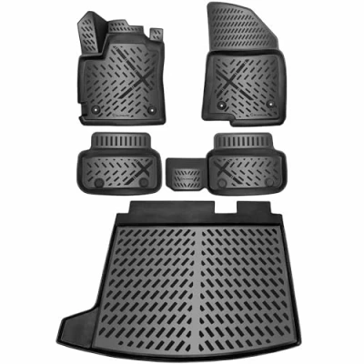 Afbeelding van ELMASLINE 3D rubberen matten en kofferbakmat voor Dacia Jogger 2022 2024 Vloermataccessoires