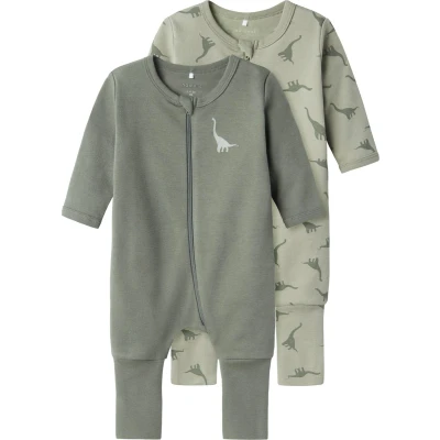 Afbeelding van Name it Nbmnightsuit ZIP DINO 2 PACK Pyjama voor kinderen, Maat: 92, Agave green