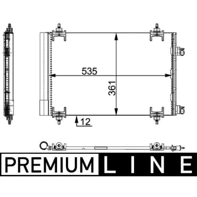 Afbeelding van MAHLE ORIGINAL AC 668 000P Condensor Airco Met tapeind, droger 535 PEUGEOT: Partner II Van, 308 I Hatchback, 307 CITROËN: Berlingo