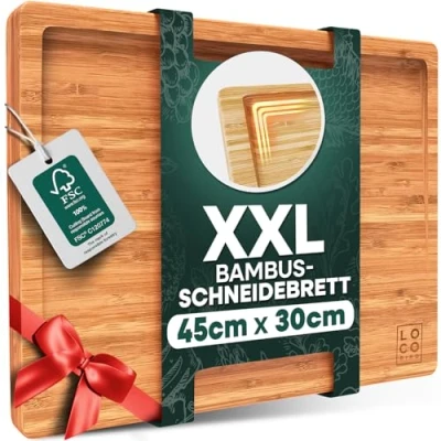 Afbeelding van Loco Bird massieve bamboe snijplank met sapgroef 44,8x30x2 cm grote van hout vlees voor de keuken antibacteriële houten
