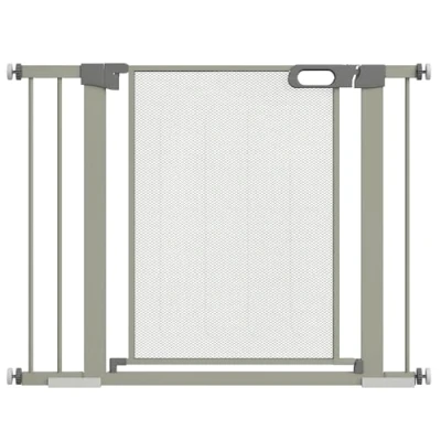 Afbeelding van PawHut Veiligheidshek voor huisdieren met automatische sluiting, dubbele vergrendeling (grijs, 103 x 2 76 cm)