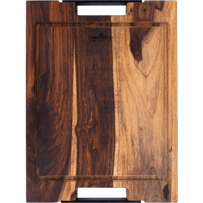 Afbeelding van Bowls and Dishes Pure Rose Wood Duurzame Steakplank Borrelplank met sapgoot BBQ plank en handvatten 40 x 30 cm tip!