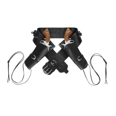 Afbeelding van WIDMANN MILANO PARTY FASHION 01052 Dubbele pistoolhouder, kunstleer, zwart, cowboykostuum accessoires