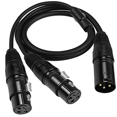 Afbeelding van MEIRIYFA XLR Splitter Kabel 1 Vrouwelijk naar 2 Mannelijke Microfoon Kabel, Dubbele Patch Symmetrische Y Audio Adapter 0.8M (1 Male Vrouwelijk)