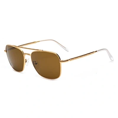 Afbeelding van JIM HALO Retro Vierkante Piloot Zonnebril Premium Glas Platte Lens Metalen Mannen Vrouwen, Bruin