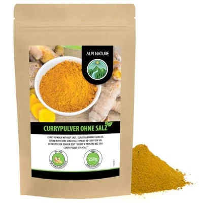 Afbeelding van Madras Indiaas currypoeder, zoutvrij, zacht kerriepoeder, typisch Indiase kruidenmix, hersluitbare verpakking (250 g)