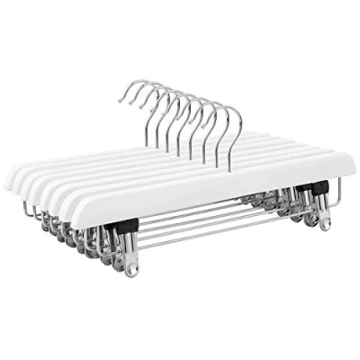 Afbeelding van SONGMICS 8 x Holz Kleiderbügel Hosenspanner Hosenbügel für Hosen Röcke Rutschfest aus Schima 35,5 cm CRW008