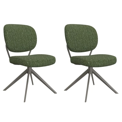 Afbeelding van LABEL51 Geneva eetkamerstoel Groen Stof Forest Frame Stoel Normale