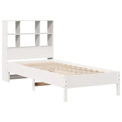 Afbeelding van vidaXL Bed met boekenkast zonder matras grenenhout wit 90x190 cm