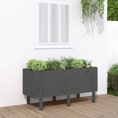 Afbeelding van Plantenbak verhoogd 121x50x57 cm massief grenenhout grijs