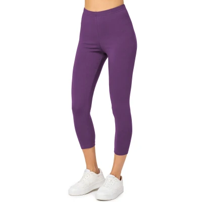 Afbeelding van Merry Style MS MS10 199 LE Dames Capri Leggings Sport Vrijetijdsbroek 3/4 Lengte Katoen Sporbroek Yogabroek Paars M