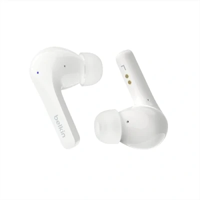 Image de Belkin SoundForm Motion Écouteurs sans fil avec micro intra auriculaire Bluetooth Suppresseur de bruit actif isolation acoustique blanc