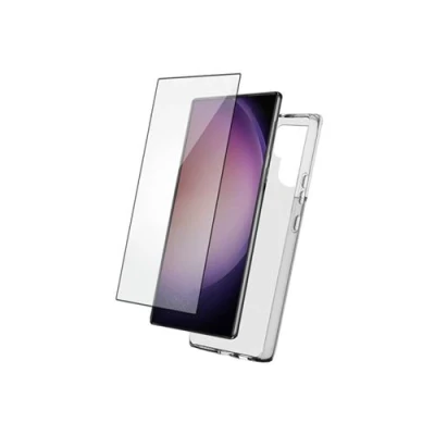 Afbeelding van Bigben Connected Transparant Telefoonhoesje Gehard Glas Screenprotector geschikt voor Samsung Galaxy S24 Ultra SmartFrame installatiekit