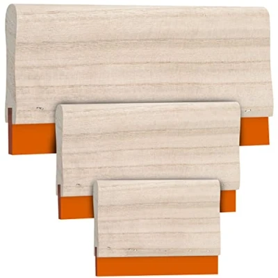 Afbeelding van Belle Vous Zeefdruk Trekspatel (3 Pak) 3 Maten Spatels Rubberen Inkt Schraper met Comfortabel Houten Handvat DIU Kunst &amp; Hobby, Transparante Film, Maskeertape Glas Trekker