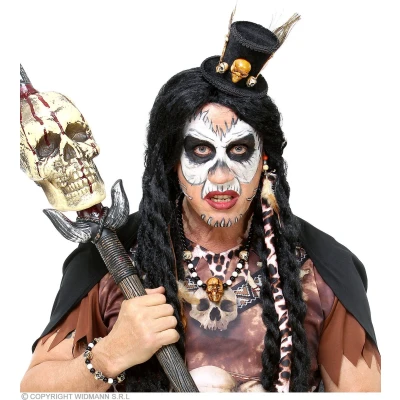 Afbeelding van Widmann Heks &amp; Spider Lady Voodoo Duistere Religie Kostuum Priester Set Hoed, Ketting, Armband Halloween Verkleedkleding