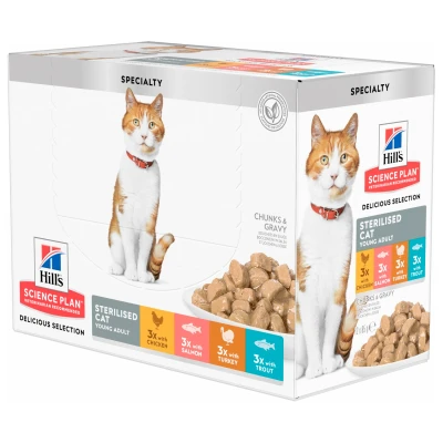 Afbeelding van Hill&#039;s Feline Maaltijdzakjes Adult Sterilised Kattenvoer 12x85 g