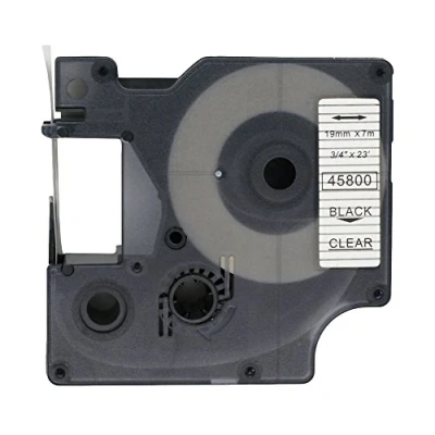 Afbeelding van BROVACS 1 set zwarte tape op transparant compatibel met DYMO D1 45800 19 mm 3/4 inch OPA2300