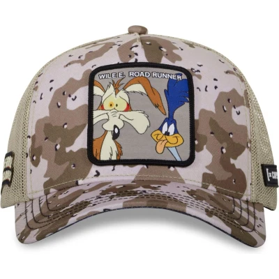 Afbeelding van Looney Tunes Coyote Trucker Cap, Bip Snapback Beige Camouflage Capslab