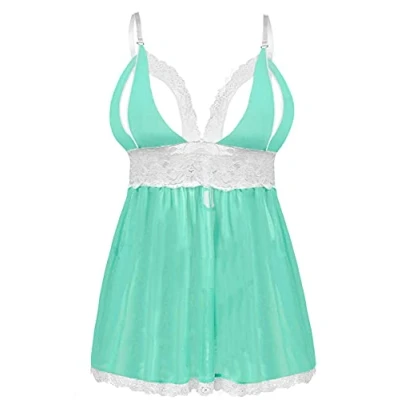 Afbeelding van EVELIFE Sexy babydoll van kant met string voor dames, Groen