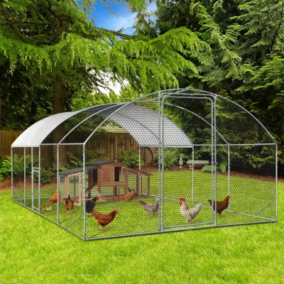 Image de Enclos poulailler dôme 15 m² parc grillagé 3x5 M avec porte latérale