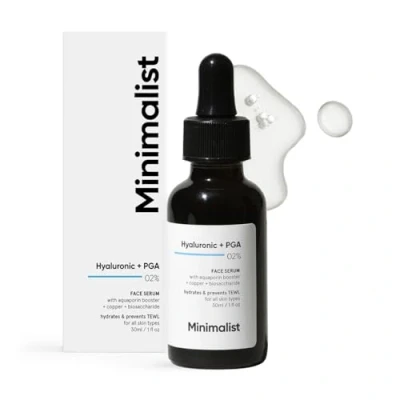 Afbeelding van Minimalist 2% hyaluronzuur + PGA serum voor intensieve vocht, stralende huid en rimpels, dagelijks vochtserum het gezicht, vrouwen mannen, met droge, normale vettige huid, transparant, 30 ml (1 stuk)