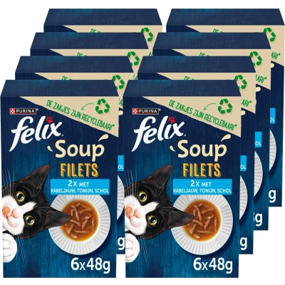 Afbeelding van 8x Felix Soup Tender Strips Vis 6 x 48 gr
