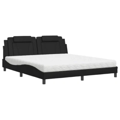 Afbeelding van vidaXL Bed met matras kunstleer zwart 180x200 cm