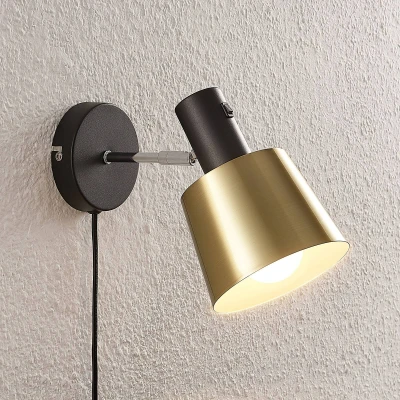 Afbeelding van Lindby Vlada wandlamp voor lezen, messing, zwart
