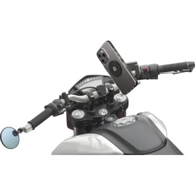 Afbeelding van SHAPEHEART Franse innovatie, magnetische Telefoonhouder voor motorfiets met extra dunne zelfklevende metalen plaat, ontspiegeld. motorfiets, scooter, stuur en spiegel. Universeel