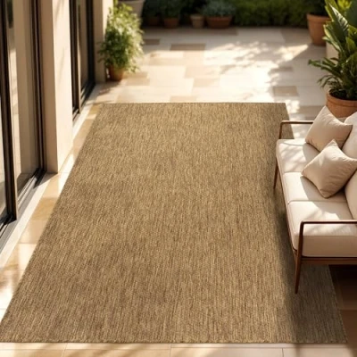 Afbeelding van Paco Home In &amp; Outdoor Balkon Terras Keukenvloerkleed Eenkleurig Gemêleerd Patroon 160x220 cm
