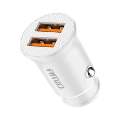Afbeelding van AMiO Autolader Telefoon 2x USB A 2.1A 12/24V Wit