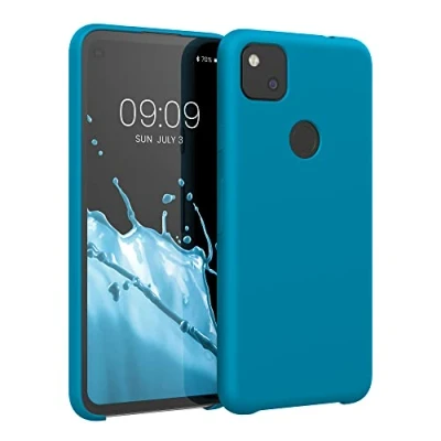 Afbeelding van kwmobile telefoonhoesje geschikt voor Google Pixel 4a Hoesje met siliconen coating Smartphone case in Caribisch blauw