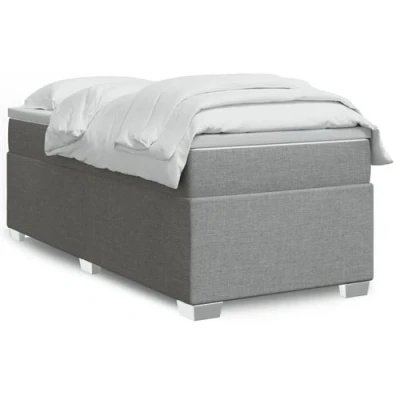 Image de vidaXL Sommier à lattes de lit avec matelas Gris clair 100x200cm Tissu