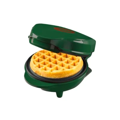 Afbeelding van Bestron Mini Wafelijzer, Wafelijzer in Kersteditie, Gelimiteerde Oplage, Wafelmaker met Antiaanbaklaag, voor Kerstmis, Feestjes of als Cadeau, Wafelgrootte 10 cm, Kleur: Matgroen