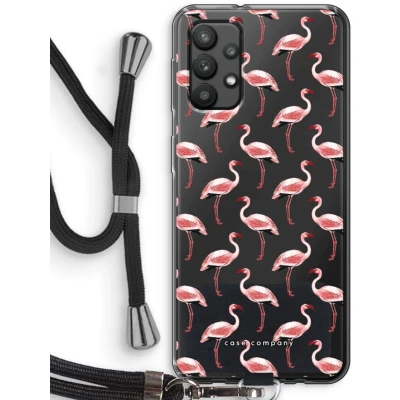 Afbeelding van Case Company® hoesje met Koord geschikt voor Samsung Galaxy A32 4G Flamingo Telefoonhoesje Zwart Bescherming aan alle Kanten en Over de Schermrand
