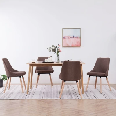 Afbeelding van Eetkamerstoelen 4 st stof bruin