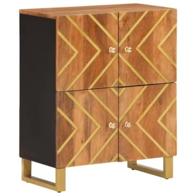 Afbeelding van Dressoir 60x33,5x75 cm massief mangohout bruin en zwart