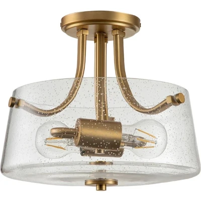 Afbeelding van Quoizel LED Plafondlamp Hollister 2X E27 Max 60W Dimbaar Brushed Brass