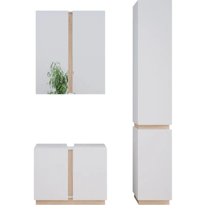Afbeelding van Vicco Badkamermeubelset Gloria, Wit/Sonoma, 3 delen, met hoge unit
