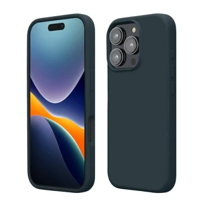 Afbeelding van kwmobile telefoonhoesje geschikt voor Apple iPhone 16 Pro Max Hoesje met siliconen coating Smartphone case in leisteen