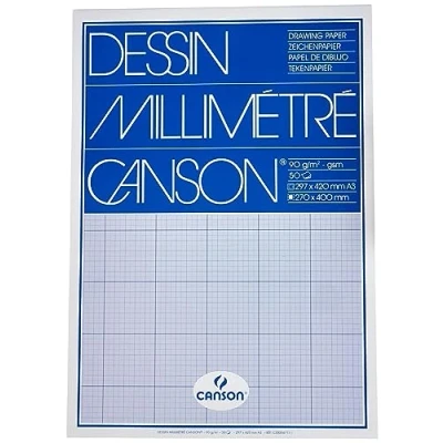 Afbeelding van Millimeterblok Canson A3 blauw
