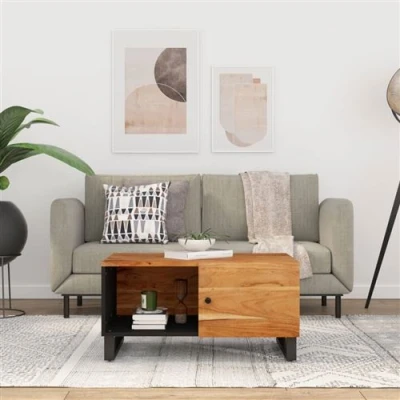 Afbeelding van Salontafel 80x50x40 cm massief acaciahout en bewerkt hout